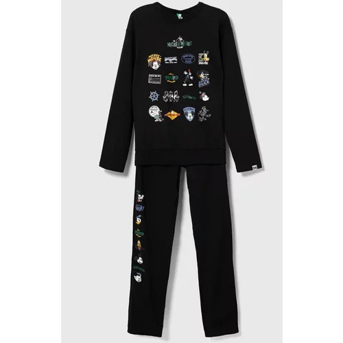 United Colors Of Benetton Otroška bombažna pižama x Disney črna barva