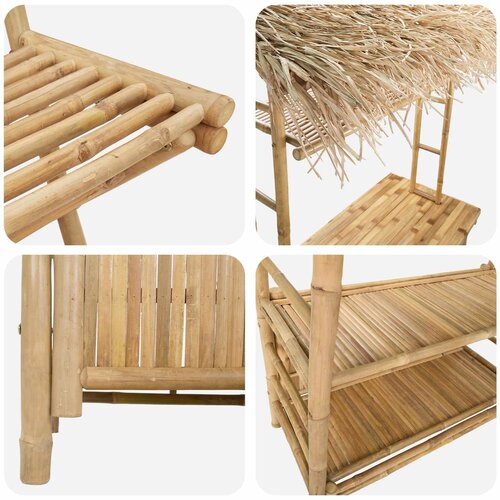  Vanjski bar stol i stolice 3 kom. 2-sjedala Prirodna Bambus Smeđa 110 x 55 x 209 cm Slike