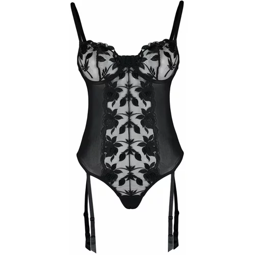 Trendyol Black Embroidered Lace Body With Detachable Suspenders and Snap Snap
