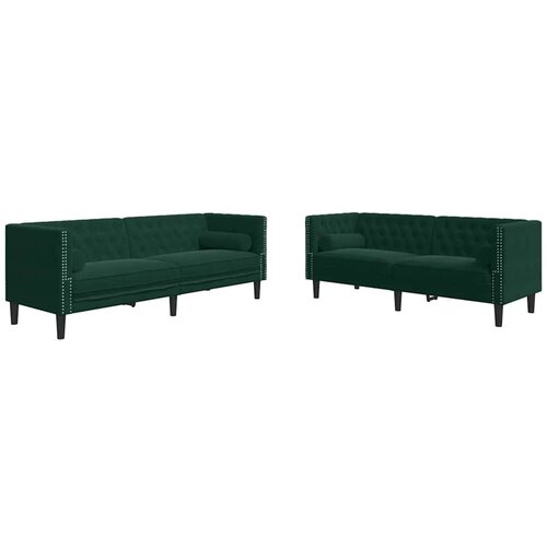 2-dijelni set sofa Chesterfield tamnozeleni bar&amp;scaron;unasti Slike