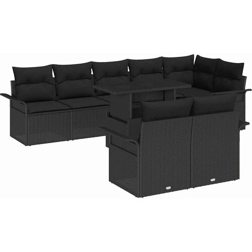  Sjedeća garnitura za vrt 9 kom. Crna [Sintetički]: Poli Ratan 297,5 x 132,5 x 85 cm Slike