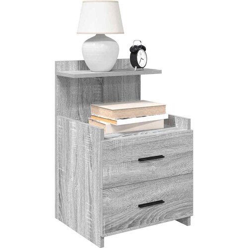 VidaXL Noćni ormarić s 2 ladice sivi Sonoma 40x36,5x62 cm Slike