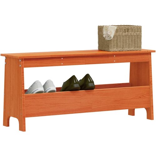 vidaXL Klop za predsobo voščeno rjava 100x28x45 cm trdna borovina Cene