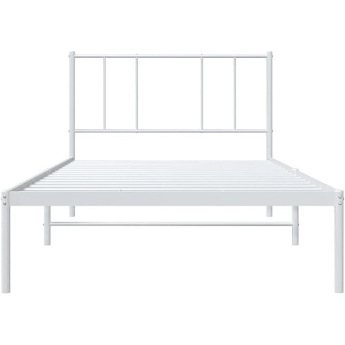  Metalni okvir za krevet s uzglavljem bijeli 100x200 cm Slike