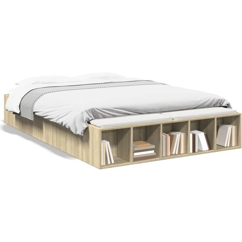 VidaXL Okvir za krevet boja hrasta 140x190 cm od konstruiranog drva Slike