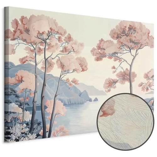  Slika - Landscape with the Ocean Cliffs and Trees in Delicate Pink Shades 60x40 Premium Print Cijene