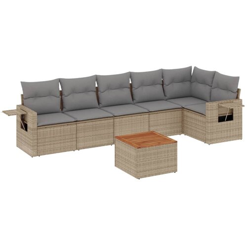  7-dijelni set vrtnih sofa s jastucima bež od poliratana Slike
