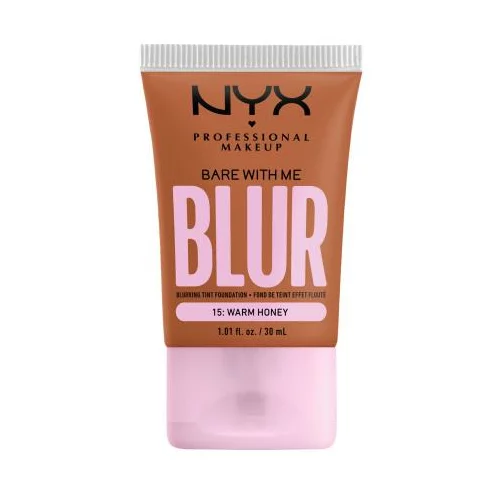 NYX Professional Makeup Bare With Me Blur Tint Foundation mat puder s srednjo prekrivnostjo 30 ml Odtenek 15 warm honey