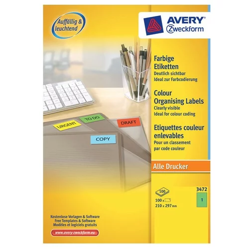 Avery Zweckform Etikete za označevanje, zelene 210 x 279 mm