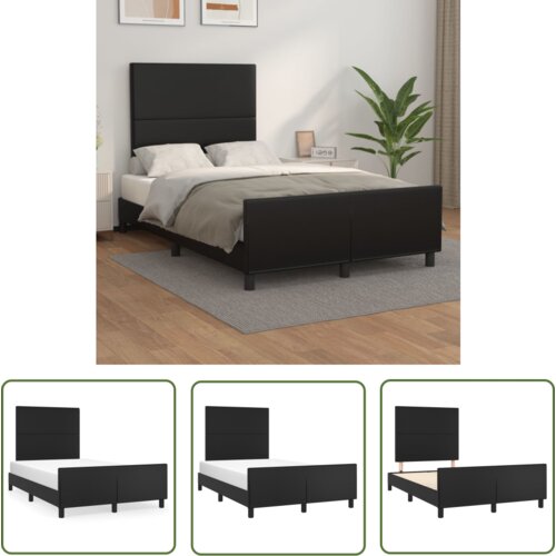 The Living Store Posteljni okvir z vzglavjem črn 120x200 cm umetno usnje - Posteljni Okvir Z Vzglavjem, (21737171) Cene