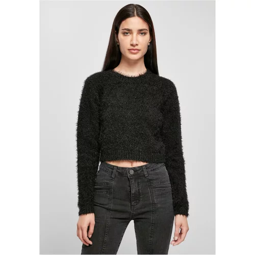 UC Curvy Women's sweater with short feathers in black