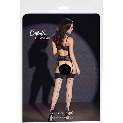 Cottelli Legwear - črtaste nogavice z lokom (naravne) Cene