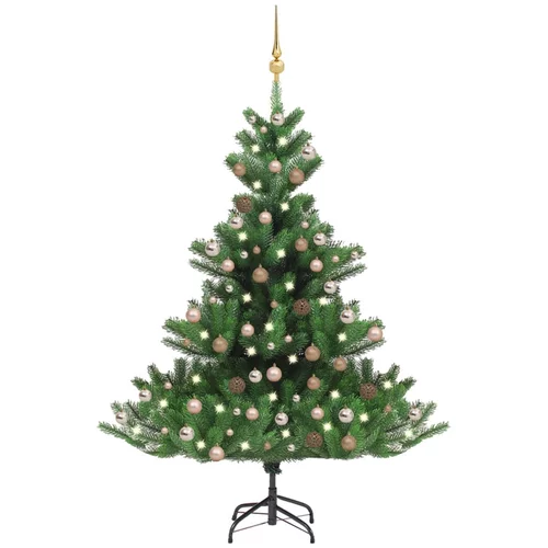 vidaXL umjetno božićno drvce kavkaska jela LED i kuglice zeleno 210 cm