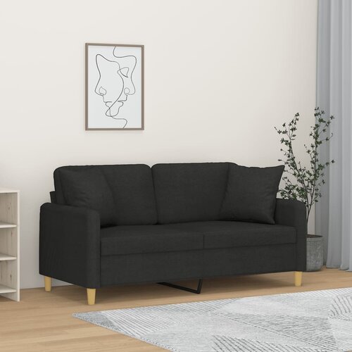  Dvosjed s ukrasnim jastucima crni 140 cm od tkanine Cijene