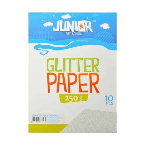 Junior jolly glitter paper papir sa &amp;scaron;ljokicama a4 250g 10k - odaberite nijansu srebrna ( 136138 ) Slike