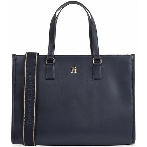Tommy Hilfiger Ročna torba Th Monotype Tote AW0AW15978 Space Blue DW6