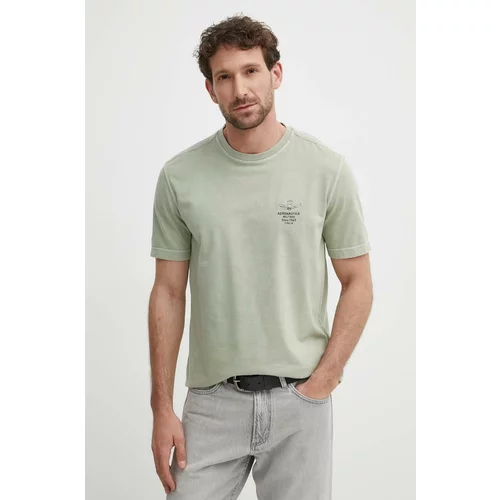 Aeronautica Militare Pamučna majica za muškarce, boja: zelena, s tiskom, TS2205J633