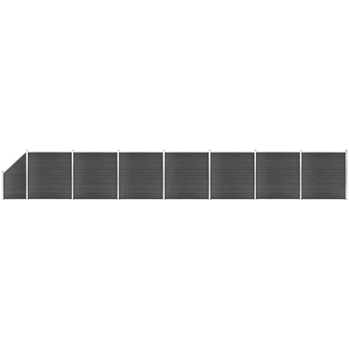 vidaXL Komplet ograjnih panelov WPC 1311x(105-186) cm črn