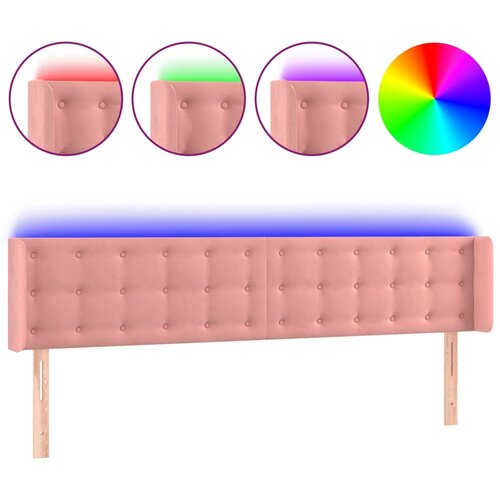 Maison Chic led posteljno vzglavje - vzglavna omarica - nočna omarica roza 203x16x78/88 cm žamet, (21711625) Slike