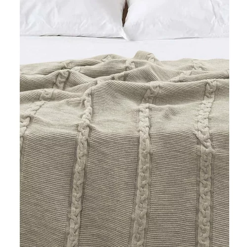 Oyo Concept Bež pamučni prekrivač za bračni krevet 200x220 cm Trenza -
