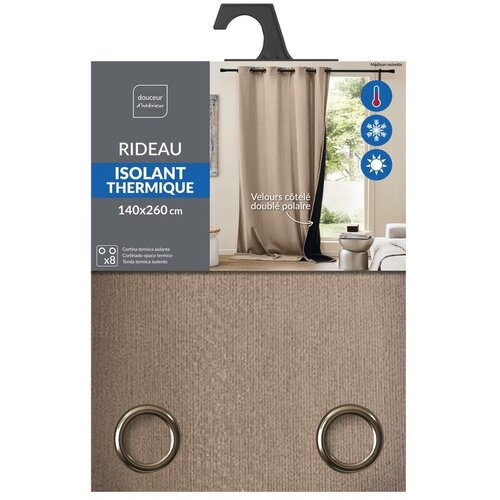 Douceur d int&amp;eacute;rieur Rjava izolacijska zavesa iz rebrastega žameta 140x260 cm Madison &amp;ndash; Slike