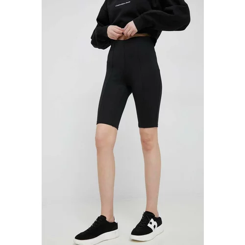 Calvin Klein Kratke hlače za žene, boja: crna, glatki materijal, srednje visoki struk