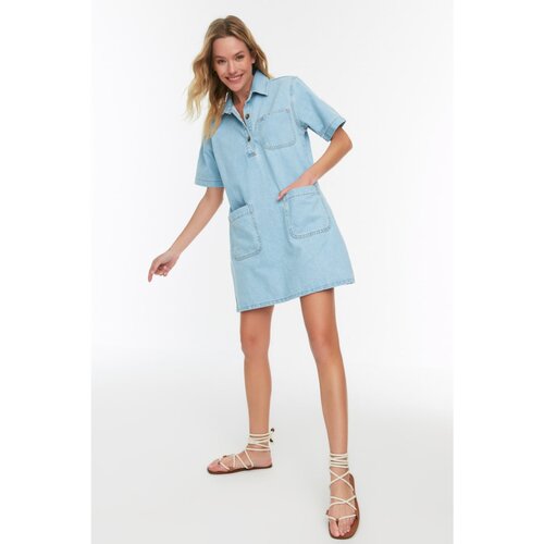 Trendyol Light Blue Pocket Detailed Denim Dress Slike