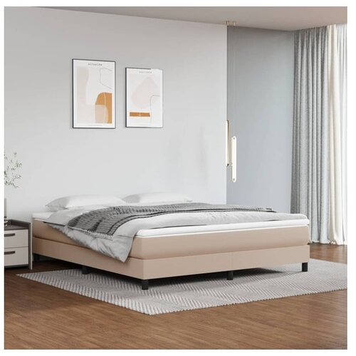  Box spring postelja z vzmetnico kapučino 180x200cm umetno usnje Cene