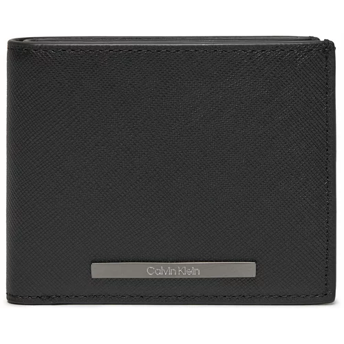 Calvin Klein Velika moška denarnica Modern Bar Bifold 5Cc W/Coin K50K511675 Ck Black Saffiano BEH