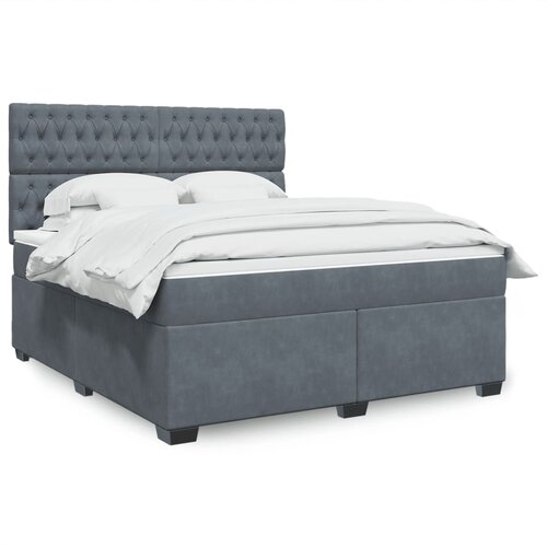 vidaXL Box spring postelja z vzmetnico temno siva 180x200 cm žamet Cene