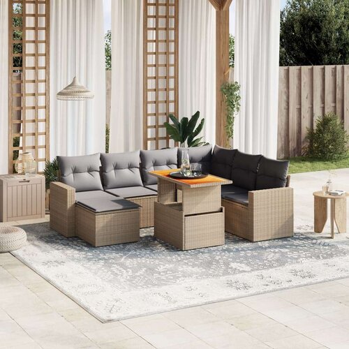 VidaXL 8-dijelni set vrtnih sofa od poliratana s jastucima bež Slike