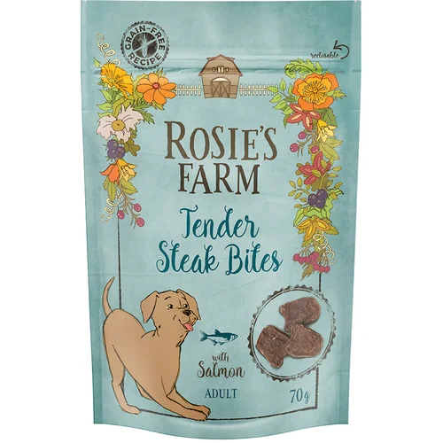 Rosie's Farm Snacks Adult "Tender Steak Bites" losos - 5 x 70 g