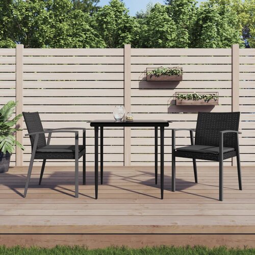 VidaXL Vrtni stoli z blazinami 2 kosa črni 56,5x57x83 cm poli ratan Slike