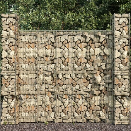 VidaXL Gabionske ko&amp;scaron;are 3 kom od pocinčanog čelika 25 x 25 x 197 cm Slike
