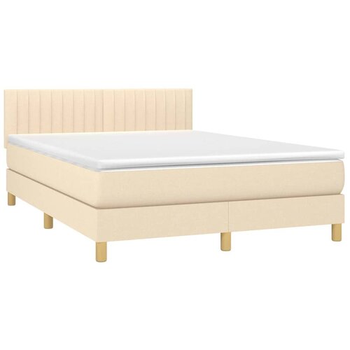  Krevet box spring s madracem LED krem 140x200 cm od tkanine Slike