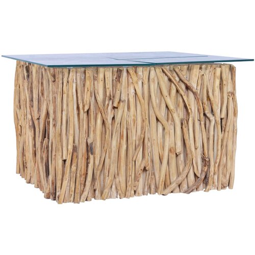 Furnova Klubska mizica s stekleno povr&amp;scaron;ino 66x66x40 cm trdna tikovina, (21914925) Slike