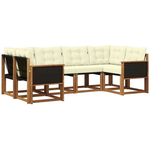 vidaXL Zunanja garnitura za sedenje z blazino 6 pcs Naravna in smetana, (5000282468) Cene