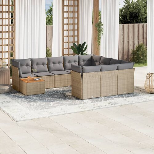 vidaXL 11-dijelni set vrtnih sofa s jastucima bež od poliratana Cijene