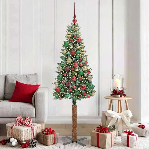 vidaXL Ožja jelka med 300 LED Zelena in Bela 180 cm PVC in trden bor Cene