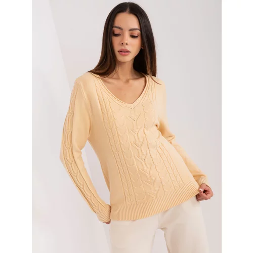 Fashion Hunters Beige sweater with cables