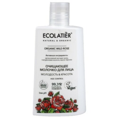ECOLATIER mleko za čišćenje lica protiv bora sa eteričnim uljima divlje ruže i vitaminom e Slike