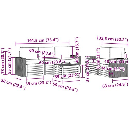  Set vanjskih sofa 6 kom. Prirodna i svjetlosiva Slike