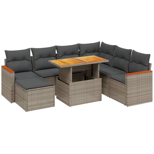 vidaXL 8-dijelni set vrtnih sofa od poliratana s jastucima sivi Cijene
