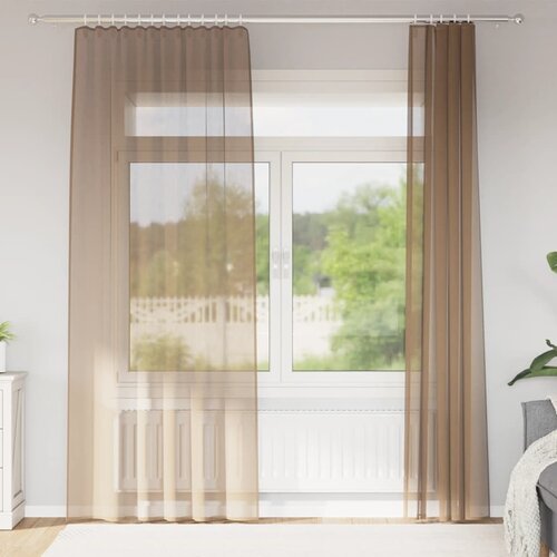 Voile zavjese s džepovima za &scaron;ipke 2 kom svijetlosmeđe Smeđa 140 x 225 cm Cene