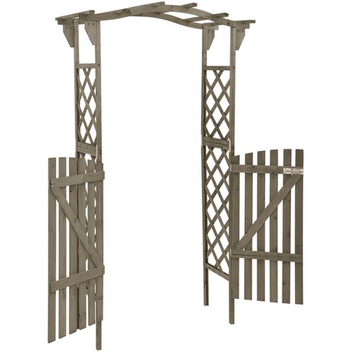  Pergola s vratima 116 x 40 x 204 cm siva od masivne jelovine Slike