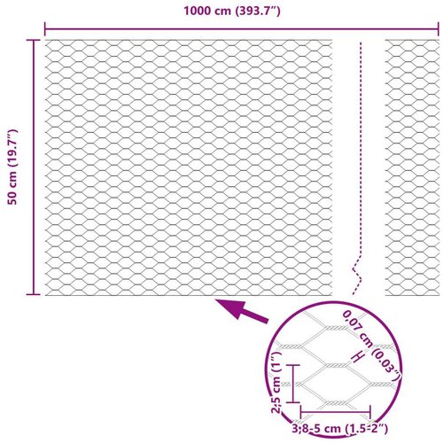 VidaXL Heksagonalna Ograda Siva 0.5x10 m Čelik Slike