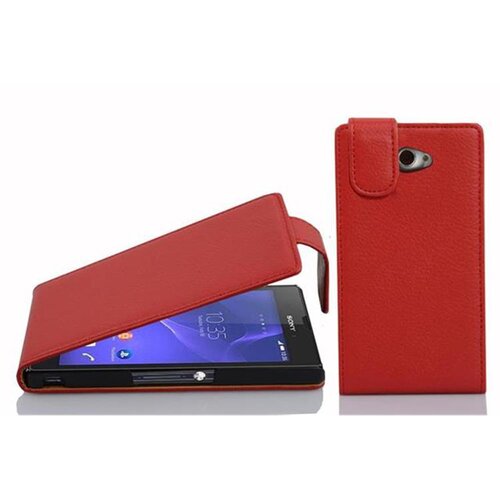 Cadorabo Ohi&scaron;je, združljivo z Sony Xperia M2 / M2 AQUA v rdeče sladkorno jabolko - Za&scaron;čitni ovitek v obliki flipa iz teksturiranega umetnega usnja, (20562108) Cene
