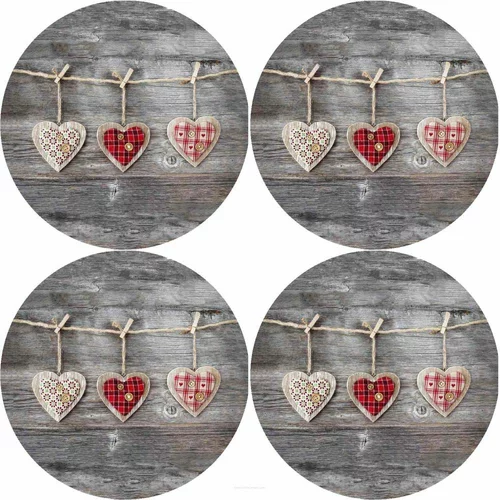 Bertoni Home Unisex's 4 Thick Round Table Pads Set Hearts