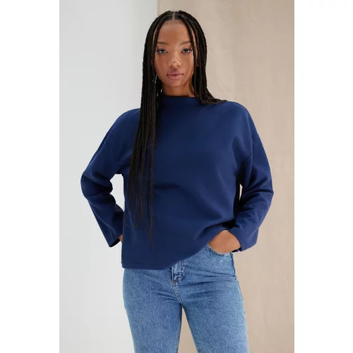 Trendyol Navy Blue More Sustainable Thessaloniki/Knitwear Look Relaxed/Comfortable Fit Knitted Blouse