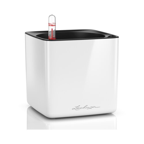 LECHUZA Okrasni lonec Cube Glossy 14 - Bela visokega sijaja Slike